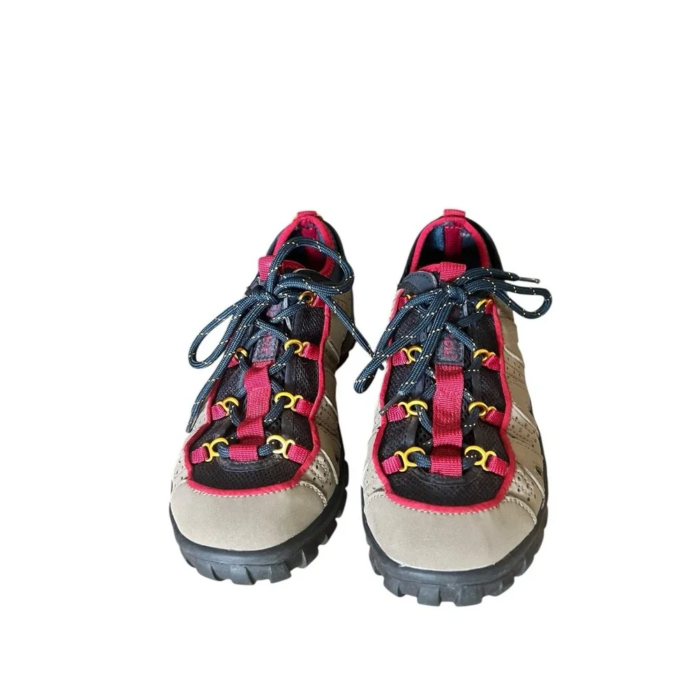 COLUMBIA Mens Red, Navy & Tan Suede ‎ Water Shoes Snake River Trainer Size 8.5